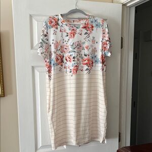 Floral Striped T-Shirt Dress